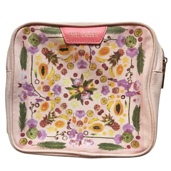 Estée Lauder travel bag Floral Pink Canvas Cosmetic Pouch fairy amba locke - Picture 1 of 5